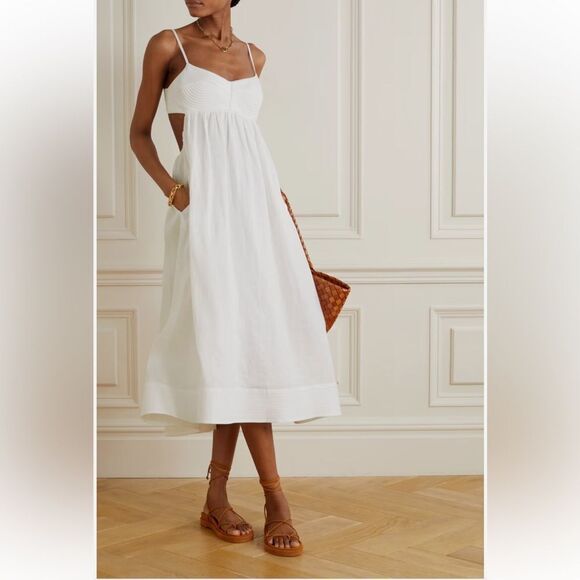 Zimmermann Dresses & Skirts - NEW Zimmermann Rosa Linen Bralette Midi Dress Ivory Size 10